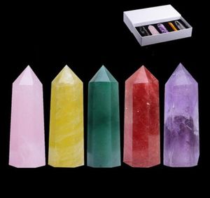 大きい能力Quartz Pillar Arts Raw Energy Stone Tower Ornament Mineral Healing Magic Wands Reiki Sixdided Natur3433436