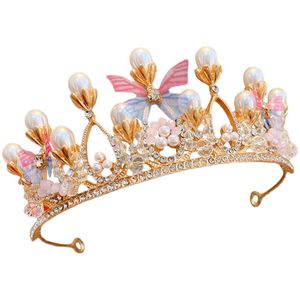 Повязка на голову с большой короной, детская повязка на голову принцессы для маленьких девочек, подарок на день рождения, повязка на голову с короной, украшение для волос, повязка на голову с кристаллами