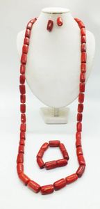 Halskette-Ohrringe-Set!! Kenya Fashion Brautschmuck-Set. Braune Korallenkette. Armbandstecker 48 Zoll