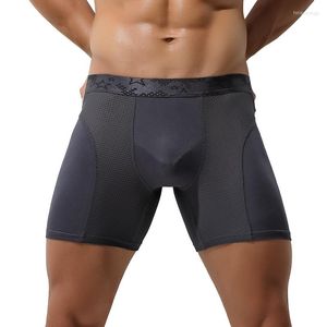 Men's Shorts L-6XL Modal Boxers Men Underwear Cueca Mesh Panties Man Breathable Pouch Underpants Male Long Leg Pants Plus Size Boxershorts