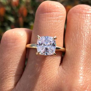 High Set Solitaire 0.5-2.0Cttw Cushion Cut Lab Diamond D-Vs1 Christmas Gift 14K Gold Women Engagement Ring