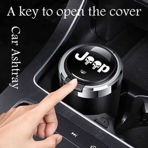 Car Ashtrays Creative Car Ashtray with Blue LED Light Metal Liner For Jeep Renegade Commander Wrangler Liberty Cherokee Interior Accessories Q231125