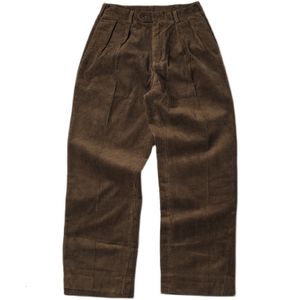 Herrbyxor non stock vintage corduroy byxor mäns veckade casual byxor sladdar löst passform 230425