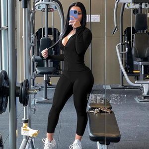 Women's Two Piece Pants Autumn Casual Slim Yoga Fitness Set For Women Kardashian Skims Blouse Hoodies Trousers Green Sports Outfits Suit