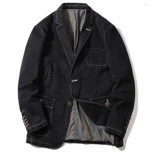 Erkekler Düğün Vintage Elbise Tasarımcı Kot palto Avrupa Man Moda Büyük Boy Dış Giyim Erkek Denim Blazer Ceket İş Sokak Giyim