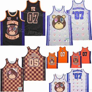 Film koszykówki West Graduation Jerseys 07 Ye Cover Champion Team Color White Oddychany Hiphop dla fanów sportu Pure Cotton University Retro High