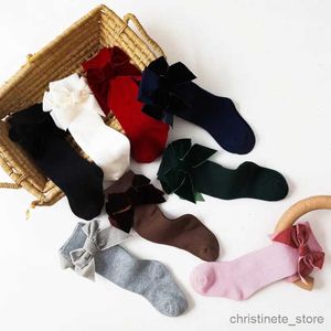 Kids Socks Winter Autumn Baby Girls Christmas Socks Bowknot Kids Knee High Long Sock Cotton Spanish Children 1-8 Years Toddlers Tube Socks R231125