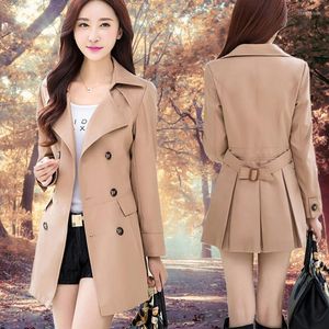 Women's Trench Coats Spring And Summer Large Size In The Long Section Of Fashion Ladies Skirt Type Double Breasted Wild Coat Windbreaker