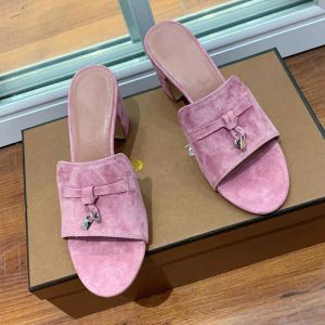 new fashion shoes 2023 Best Quality Genuine Leather summer Walk sandals designer trend flat slippers embellished suede LP shoe comfort slip flats women Luxury