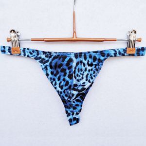 Leopardtryck män och g strängar låg stigning korta hipster män s trosor sexiga thongs andningsbara thong ht