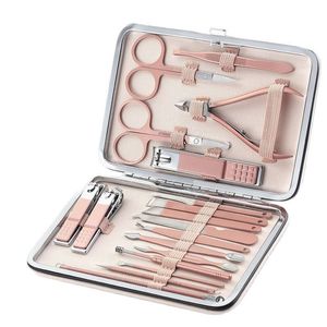 Nail Manicure Set est Color 18 Tools Stainless Steel Manicure set Professional nail clipper Kit of Pedicure Paronychia Nippers Trimmer Cutters 230425