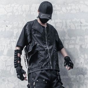 Men's Vests Side Multi Zippers Hip Hop Tactical Cargo Vest Techwear Punk Sleeveless Jacket For Men Outdoor Casual Sport Waistcoat