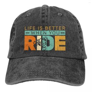 Berets Life jest lepsze, gdy jeździsz na Mountain Motorbike Casquette Peaked Cap Dirt Bike Motocross Motor Sport Sun Shade Bawełniane czapki Kobiety