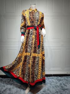 Ethnic Clothing Ramadan Eid Mubarak Jalabiya Leopard Print Maxi Dress Women 2023 Lace Patchwork Loose Arabic Oman Dubai Muslim Islamic