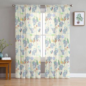 Curtain Animal Elephant Summer Beach Texture Tulle In Sheer Curtains For Living Room Kitchen Window Treatment Chiffon Blinds