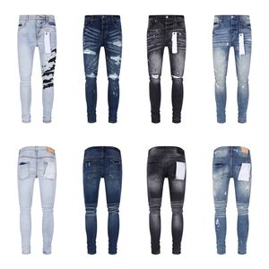 Purple Jeans Mens Womens High-quality Jeans Fashion design Distressed Ripped Bikers Womens Denim cargo For Men Black Pants size29-40