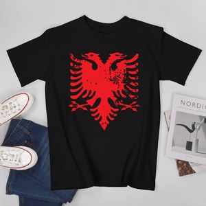 Męskie koszule więcej design mężczyzn Tshirt Albania flaga albańska wiejska koszulka wiejska t-shirt O-Neck Boys Odzież bawełna