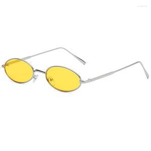 Солнцезащитные очки Homadore Маленькие овальные оттенки металлическая рама милый ретро -дизайн женский вечеринка Поляризованный анти -синий свет
