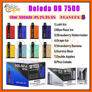 Original Doloda DB7000 Puff Disposable Vape Pen Electronic Cigarettes 14ml Pod Mesh Coil 500mAh Battery 0% 2% 3% 5% Level Device Puff 7k Vape E Cigs elfbox in stock