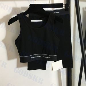Письмо с печатью йога костюм женская купальники черные танки спортивные шорты модные женские костюмы