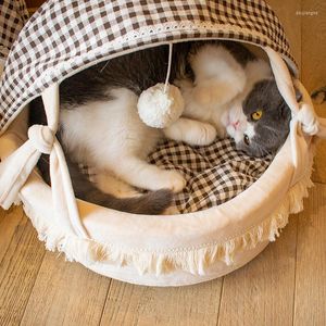 Camas para gatos Produto de cama de alto valor Cama universal semifechada para quatro estações Suprimentos para animais de estimação