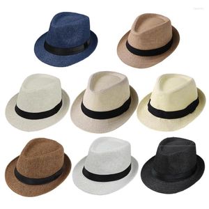 Berets Women Men Summer Beach Straw Hat Large Size Panama Hats Lady Wide Brim Jazz Breathable Outdoor Sunhat