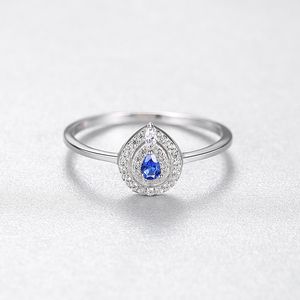 Classic Water Drop Sapphire Ring Women's Fashion Luxury Shining Zircon s925 Silver Ring Temperament Female Brand High-end Jewelry Wedding Party Accessories Gift