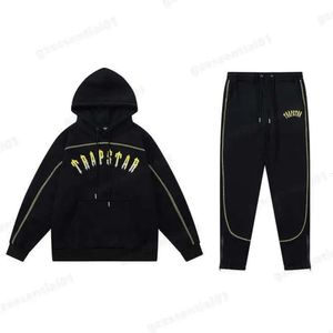 2023 Yellow Trapstar Tracksuit Gradient broderad vadderad hoodie Sweatshirt Fashion Street Sportwear Sweatpants Tracksuits Women Pullover Track 688SS