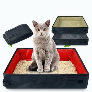 Boxes Portable Cat Litter Box Foldable Cat Toilet Waterproof Oxford Cloth Travel Toilet For Puppy Cats Dogs Outdoor Toilet SemiClosed