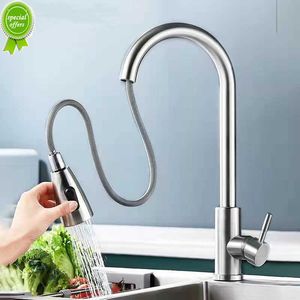 Brushed Kitchen Faucet Single Hole Pull Out Spout Kitchen Sink Faucet Washbasin Stretchable Mixer Tap Stream Sprayer Head