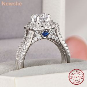 Solitaire Ring She 2 PCs Double Halo Round Cut Aaaaa CZ anel de noivado Baia de casamento para mulheres Victorian estilo 925 jóias de noivas de prata 230426