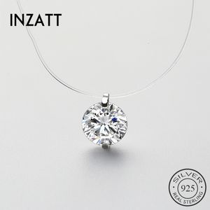 Kolye Kolyeleri Inzatt 925 STERLING Gümüş Zirkon Kristal İnci Kolye Suçlama Kolyesi Şeffaf Balıkçılık Hattı Kadınlar İçin Güzel Takılar 230426