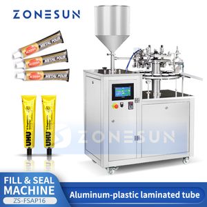 ZONESUN Aluminium-Kunststoffrohr-Füllrand-Faltsiegelmaschine Salben-Kosmetik-Produktverpackung Monoblock ZS-FXAP16