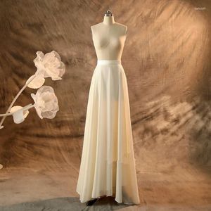 Kjolar chiffong bröllop kjol champagne maxi brud en linje golvlängd handgjorda för elegant 2023