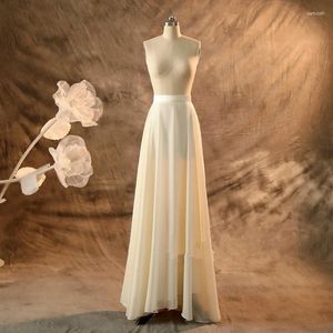 Gonne Gonna da sposa in chiffon Champagne Maxi da sposa Linea A lunga fino al pavimento fatta a mano per abiti eleganti 2023