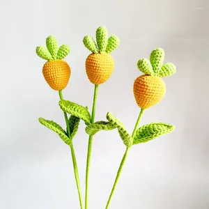 Decorative Flowers 1pc 43cm Carrot Crochet Flower Bouquet Knitted Wedding Room Decoration Party Ornament Handmade Christmas Gifts