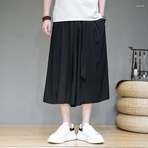 Men's Pants Men Wide Leg Mens Cotton Joggers Retro Loose Trousers Man Korean Style Linen Male