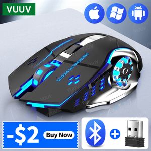 Mice Mouse Bluetooth Dapat Diisi Ulang Tidak Bersuara Gamer Nirkabel Gaming Komputer Mekanik E sport Backlight 2 4G USB untuk Laptop 230425