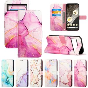 Marmor-Granit-Leder-Geldbörsen-Hüllen für Google 8 Pro 7 7A 6 6A Sony Xperia 1 V 10 V 2023 IV ACE III 5 III Fashion Rock Stone ID Kreditkartensteckplatz Ständer Halter Geldbörse Tasche