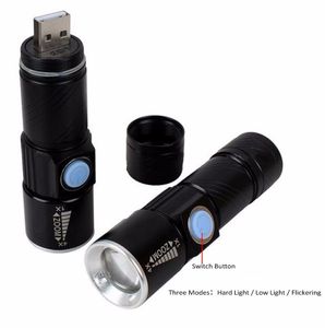 Facklor USB-lättare kraftfull mochila lanterna taktisk fackla blixtljus linternas led zoomable gladiator zaklamp ficklampan