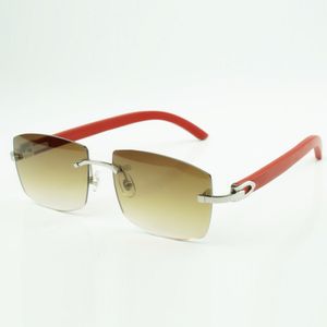 Neue C-Hardware-Sonnenbrille 3524032 mit roten Holzstäben und 56-mm-Gläsern für Unisex