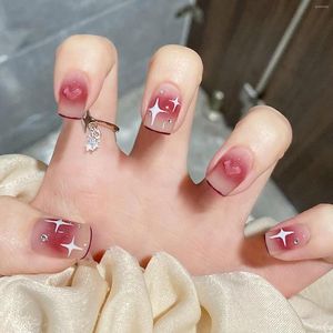 False Nails Star Heart Artificial With Lim Full Cover Gradient French Nail Tips Wearable Set Press On Short Square