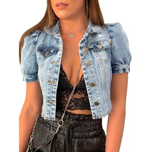 Jackets femininos Moda feminina rua Jean Coat Cutped Outerwear Jacket Feminino Tops Solteirão Basto de Manga Curta Jackets 230426