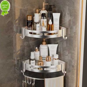 Sem prateleiras de banheiro de perfuração com toalhas de toalhas shampoo shampoo storage rack banheira de canto de canto chuveiro oragnizer acessórios de banheiro conjunto