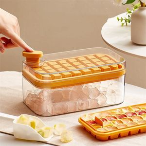 Ice Buckets And Coolers One-button Press Type Ice Mold Box Ice Cube Maker Household Ice Storage Boxes with Lid Ice Tray Coffee Beer Bar Accessories 231124