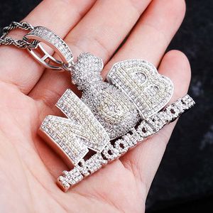 Oro Australia Dollaro statunitense Borsa per soldi Collana Hip Hop Ciondolo personalizzato Pieno di zirconi Trendsetter Hiphop Collane da uomo Accessori Gioielli bijoux lucenti