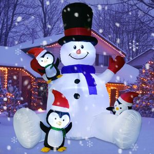 Juldekorationer 8 ft upplyst jul Uppblåsbar snögubbe LED -lampor Utomhus Holiday Decorations Blow Up Yard Giant Lawn Intablables Home Decor 231124