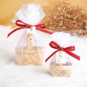 Gift Wrap 10/20pcs Bamboo Basket Candy Box Wedding Bag Chocolate Packaging Party Baby Shower Decoration