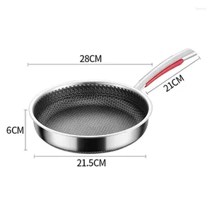 Pans 22/28/30CM Frying Pan Food Grade Non Stick Honeycomb Pot Bottom Induction Cooker Gas Stove General Wok 316 Stainless Steel