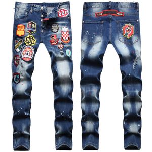 Dżinsy męskie stree dsquare męscy designer dżinsowe dżinsy men dżinsy dżinsy dsquare haftowe spodnie mody dziury spodnie męskie odzież DSQ1063# Rozmiar 28-42
